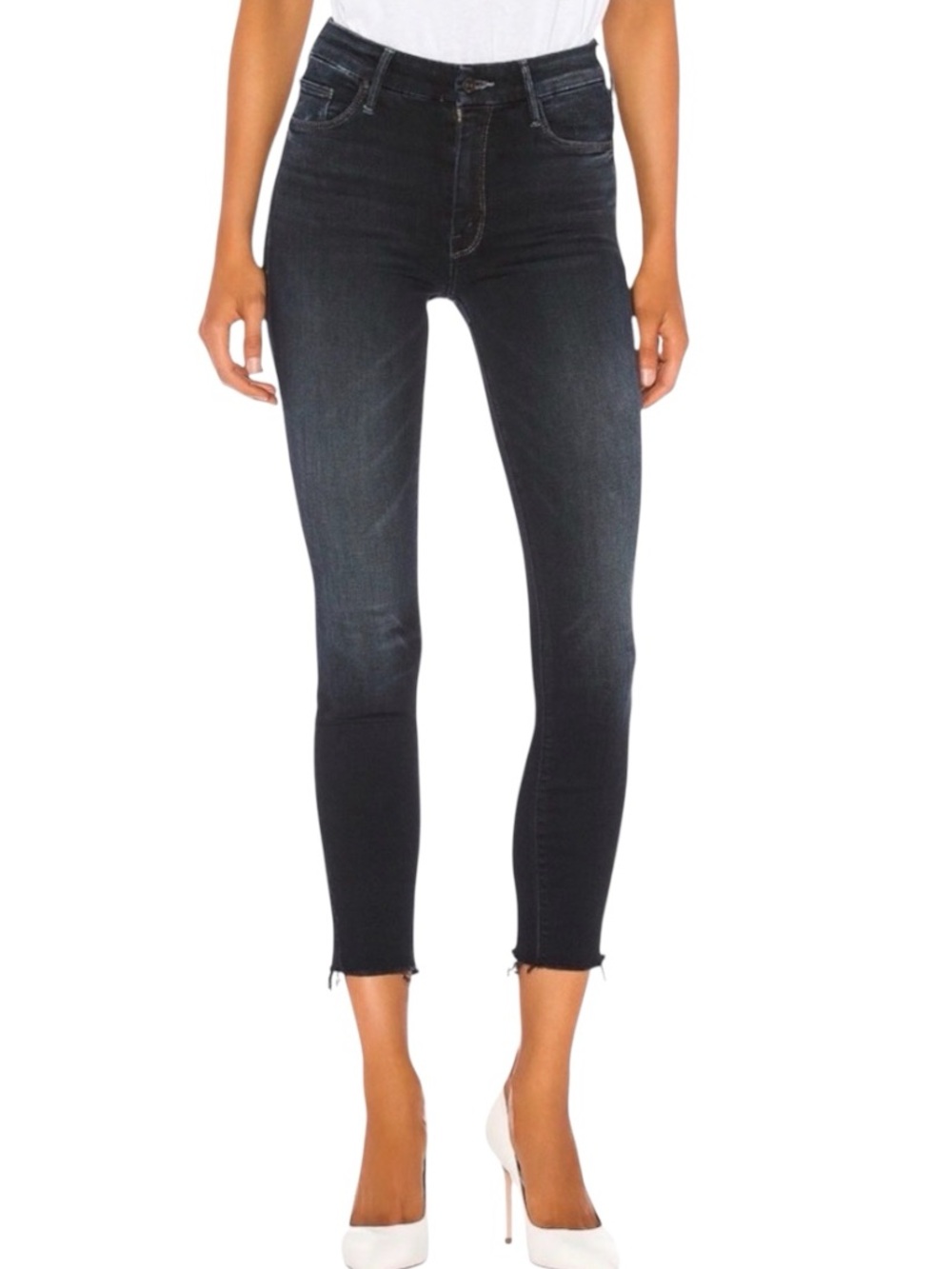 MOTHER Jeans High-Waisted Looker Ankle Fray Contemporary Blue Size 26